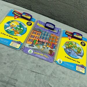 LeapFrog LeapPad‎ Phonics Lesson 3 10 and Neighborhood Books with Cartridges Lot
